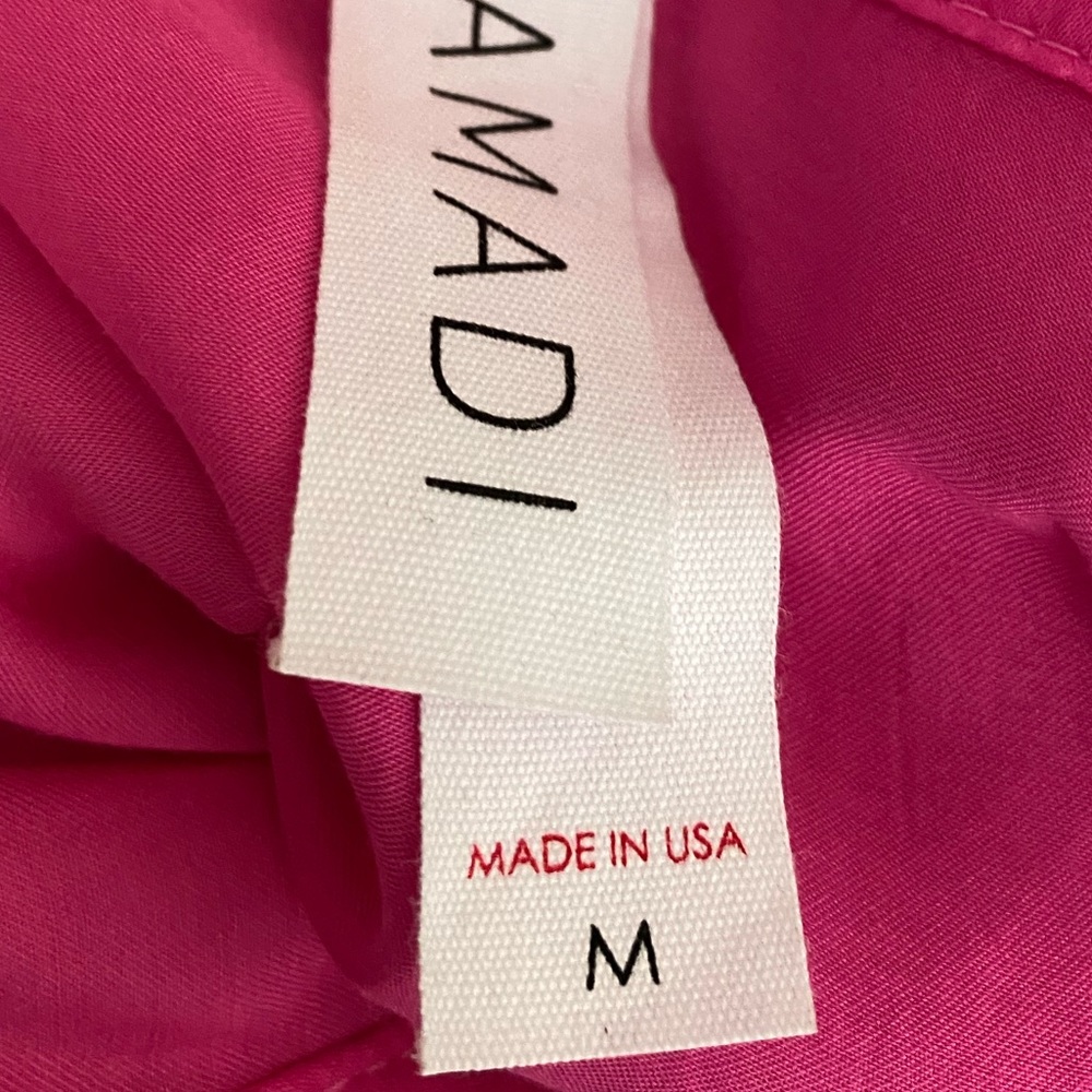 Anthropologie Sz M Pink Ruffled Satin Blouse by Amadi - Picture 5 of 5